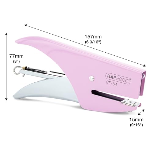 Image of Rapesco 1377 SP-64 Stapling Plier and 1000 Type 21 /4mm Staples, 12 Sheet Capacity, Candy Pink