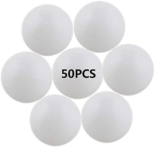 40MM Ping Pong Balls, 50 Pack Assorted Colored Tennis Balls Multi Color Plastic Balls Fun Beer Ping Pong Balls Bulk for Beer Pong Balls, Arts and Craft, Party Decoration, Cat Balls (White)