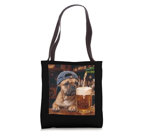 French Bulldog Drinking Beer Funny Dog Meme Tote Bag