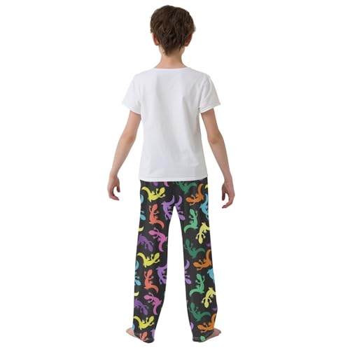 ZZXXB Lizard Colorful Print Boys Long Pants Soft Trousers Elastic Waist Kids Lounge Bottoms with Pockets S-XL3