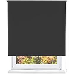 Estor Negro MERCURY TEXTIL- Estor Enrollable Opaco, Blackout, Fácil de Instalar, Protección de Pantalla para Ventanas, Cierra el Paso de la luz (Negro, 150x180cm)