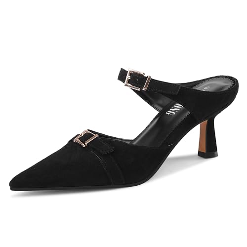 Heeled Sandals for Women Pointed Closed Toe Kitten Heels Comfortable Backless Pumps