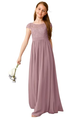 Chiffon Junior Bridesmaid Dress for Wedding Lace Appliques Flower Girl Dress A Line Formal Evening Party Gown