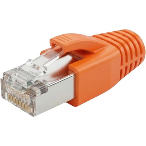 Enchufe de Red RJ45 Naranja Lumonic con protección contra dobleces para cableado estructurado