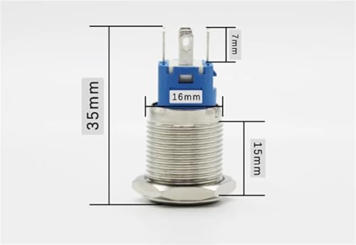 Interruptor de encendido 16mm en acero inoxidable con LED verde 6