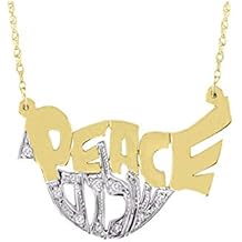 Rylos Necklaces For Women Gold Necklaces for Women & Men 14K Yellow Gold or White Gold Diamond Peace Shalom Necklace Special Order, Made to Order Necklace