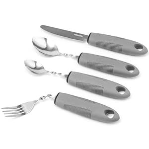 HoEase Bendable Adaptive Utensil Set – Arthritis Aid Silverware for The Elderly, Parkinson’s, Hand Tremors, Weak Hand Grip & Handicapped – Easy Grip for Shaking and Trembling Hands