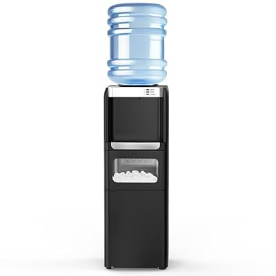 Electactic Water Dispenser with Ice Maker, Top Loading Hot & Cold Water Cooler for 5 Gallon Bottles, Child Safety Lock, Ideal for Home, Office, Garage – Black