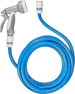 AP Supplies Dog Shower Kit - 5M Garden Hose, Hose connectors, a Multi-Outlet Hose Gun with Various Spray Patterns - Ensuring Your pet Stays Clean and Comfortable (Blue, Cold Water)