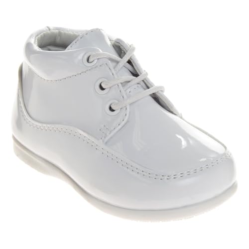 Josmo Baby Boy Girl First Walking Shoes Classic Boots Soft Leather Formal Crib Shoes 8 Toddler White...