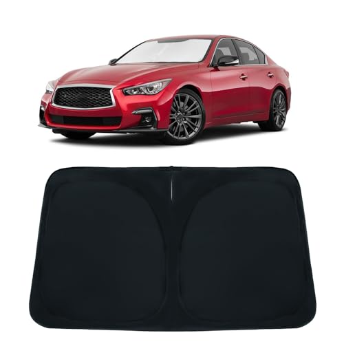 Image of Car Front Windshield Sun Shade for Q50 2014-2024, Car Window SunShades Shield Cover Sun Visor Protector with 240T Reflective Fabric UV & Sun Heat Protection Accessories