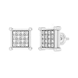 Dazzlingrock Collection 0.10 Ctw Natural Round White Diamond 8mm Square Hip Hop Iced Out Studs in 925 Sterling Silver, Screw Back,Unisex Design Ladies,Mens Real Diamond Earrings