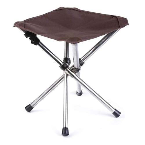 Siège de Camping Portable, Tabouret Pliable, Mini Chaise Pliante en Aluminium pour Voyage, Randonnée, Pêche, BBQ (Grand Marron)