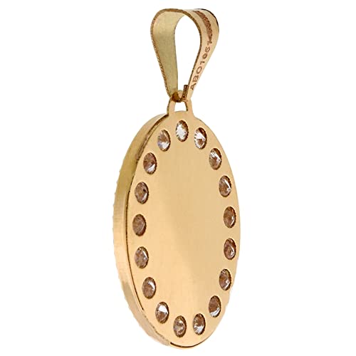 Silver City Jewelry, Inc. 7/8 Inch (22Mm) Oval Genuine 14K 3-Color Gold Cubic Zirconia Body Of Christ Pendant For Women & Men Diamond Cut Back No Chain #TOP1