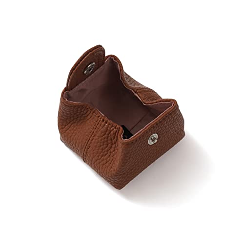 Image of Cockatoo Genuine Leather Coin Pouch Change Holder, Mini Snap Pocket Wallet for Men Women, Brown, Small, Casual