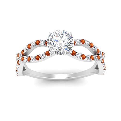Image of 55Carat Choose Your Gemstone Pave Split Wave Diamond CZ Ring Sterling Silver Round Shape Split Shank Engagement Ring Everyday Jewelry Wedding Jewelry Handmade Gifts for Wife US Size 4 to 12