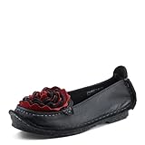 Spring Step L'Artiste Dezi Leather Shoes for Women | Comfortable Slip-On Shoes with Soft Leather Flower | Ladies Casual Flats for Work