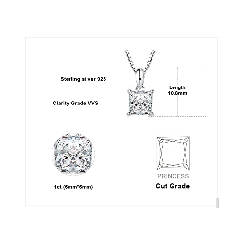 JewelryPalace 1ct Cubic Zirconia Solitaire Pendant Necklace for Women, 14K White Yellow Rose Gold Plated 925 Sterling Silver Necklaces for Her, Classic Simulated Diamond Jewelry Set, 18 Inches chain2