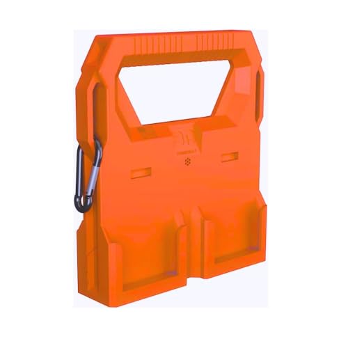 PowerSlide Carrier 4 Battery Organizer - Compatible with Ridgid Batteries - 3D Printed Wall Mount Battery Storage with Smart Tracker Support - Made in USA (Orange)