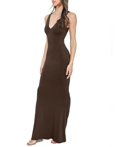 Womens V Neck Maxi Dress, Sexy Sleeveless Formal Casual Bodycon Long Dress, Summer Wedding Guest Dresses3