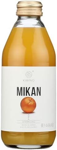 KIMINO Mikan Sparkling Juice - Japanese Mandarin Orange Satsuma, Organic Cane Sugar, 55 Calories, Vitamin C, Hyogo Mountain Water Whole Pressed Citrus Asian Drink, Made in Japan - 8.45 Fl Oz