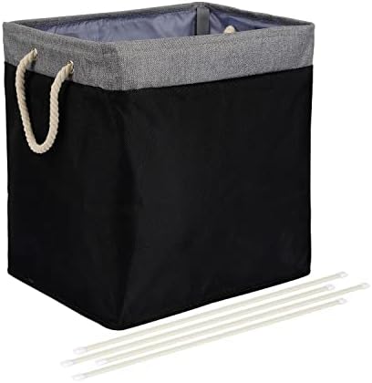 Amazon Basics Foldable Fabric Rectangular Laundry Hamper with Detachable Brackets, Large, Black