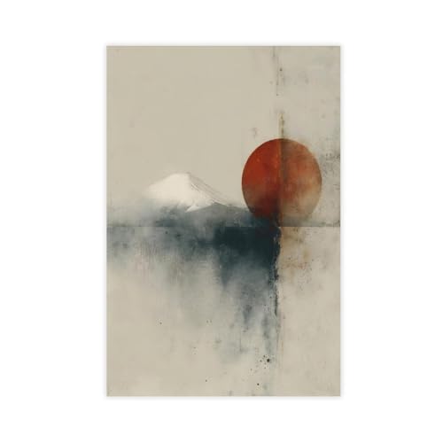 Poster Mont Fuji lever du soleil style japonais minimaliste wabi-sabi en toile 40x60 cm