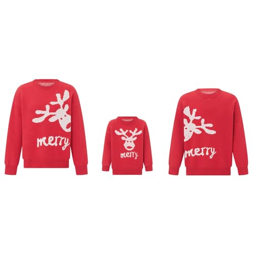 Matching Family Christmas Sweaters Reindeer Knit Pullover Cute Long Sleeve Crew Neck Xmas Holiday Jumper2