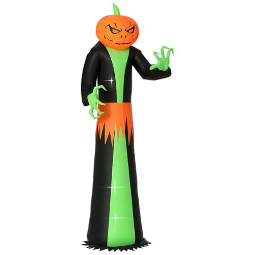 Image of HOMCOM 9FT Inflatable Halloween Pumpkin Ghost with Build in LED