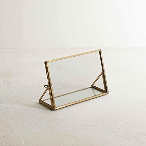Art India Collections Table Brass Glass Photo Frame for Dried Flowers, Pressed Flowers, Poster, Double Glass Frame, glass brass frame 6x4