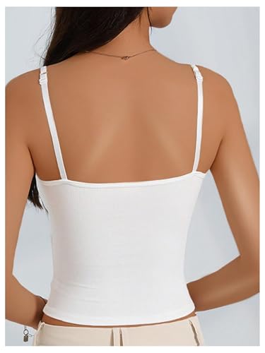 Image of WDIRARA Women's 3 Pack Cami Crop Top Built in Bra Spaghetti Strap Tank Camisole Tops