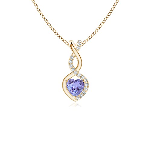 Angara Natural Tanzanite Pendant for Women | Heart Shape Tanzanite Diamond Heart Pendant Necklace in 14K Solid Gold/Silver/Platinum | December Birthday, Anniversary, Gemstone Jewellery Gift
