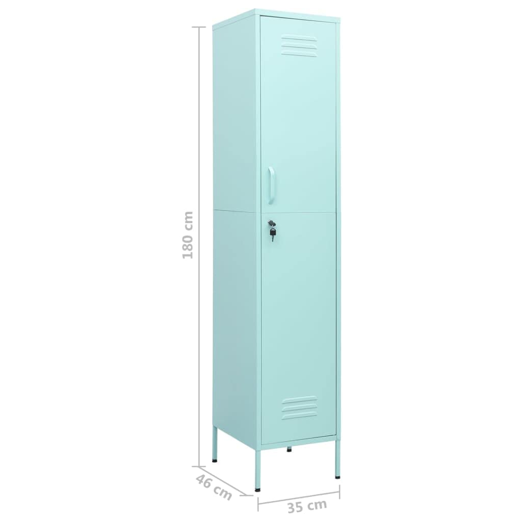 Armadio in acciaio con 4 ripiani e serratura, moderno, per ufficio, palestra, scuola e archivio, 35 x 46 x 180 cm, colore: verde menta