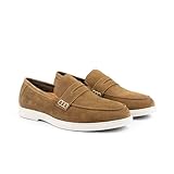Silver Street London San Nicola Premium Suede Loafers for Men Extra Padded Breathable Mens Casual Shoes Comfortable Moccasins Slip On Flats, Tan, UK 8