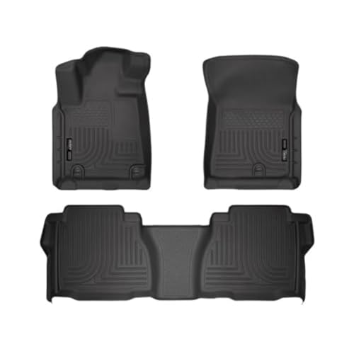 Husky Liners Weatherbeater Floor Mats | Fits 2007-2011 Toyota Tundra, CrewMax & Double Cab (Footwell Coverage) | Front & 2nd Row, 3-pc Black - 98581