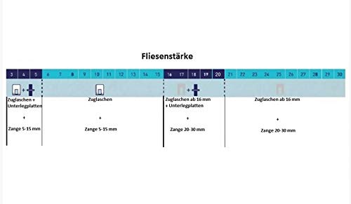 Sistema de nivelación de 1 mm, 380 pestañas, 16 – 30 mm, grosor del azulejo 200 cuñas + pinzas de metal