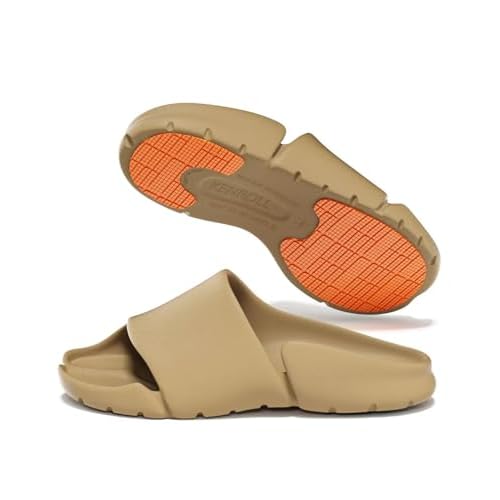 KENROLL Outdoor Slippers, Non Slip Shower Shoes for Women and Men, Outdoor and Indoor Lightweight House Sandals Yellow 12-13 Women/11-12 Men