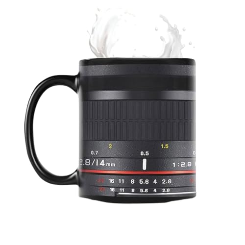 Copa De Lente De Cámara - Café De 8 Cm Con Cuchara | 350 Ml De Taza De Cerámica Foto Objetivo | Uso De La Oficina De Cocina | Diseño Para Entusiastas De La Fotografía