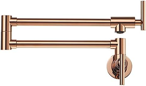 GLYYR Pot Filler Faucet Rose Gold Folding Brass Single Cold Kitchen Faucet Wall Mounted Swivel Kitchen Sink Faucets Single Hole Kitchen Pot Filler Faucet Double Joint Swing Arm Faucet