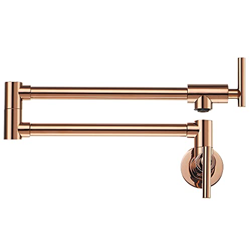Glyyr Pot Filler Faucet Rose Gold Folding Brass Single Cold Kitchen Faucet Wall Mounted Swivel Kitchen Sink Faucets Single Hole Kitchen Pot Filler Faucet Double Joint Swing Arm Faucet #TOP28