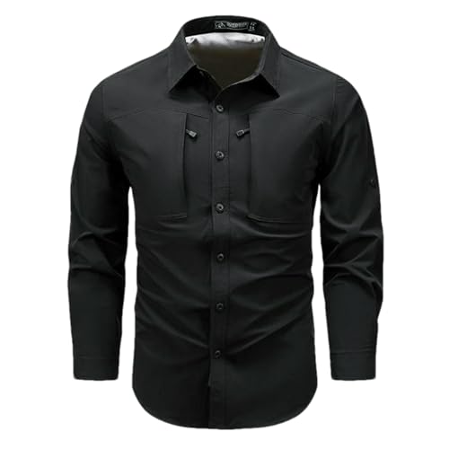 Chemise homme manches longues extensible pliable vêtement été rétro multi-poches