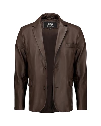 Image of Jild Invisible Stitching Casual Leather Blazer for Men - 2-Button Closure Coat Style Regular Fit Lambskin Leather Jacket Men