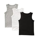 benetia Boys Tank Tops Size 6 7 Soft Cotton Sleeveless Undershirs Black White
