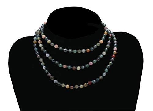 Pernnla Pearl Long Indian Agate Beaded Necklace Handmade Endless Jewelry For Women Girls Knotted Strand Fashion Wrap Necklace In Christmas Gift For Her #TOP1