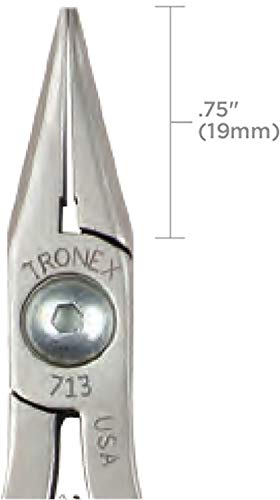 Tronex Model 713 Chain Nose Pliers, Short, Smooth Jaw - Long, Ergonomic Handles #TOP4