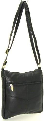 LADY'S REAL LEATHER SHOULDER BAG IN BLACK SOFT SMOOTH DESIGNER CROSS BODY HANDBAG, Studded Finish bag