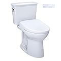 TOTO® Drake® Transitional WASHLET®+ Two-Piece Elongated 1.28 GPF TORNADO FLUSH® Toilet and S7A Contemporary Bidet Seat with Auto Flush, Cotton White - MW7864736CEGA#01