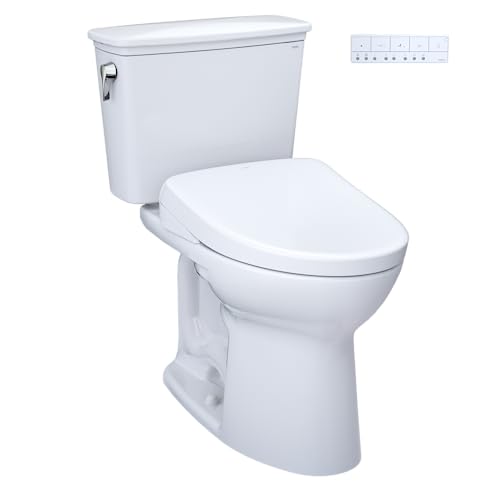 TOTO® Drake® Transitional WASHLET®+ Two-Piece Elongated 1.28 GPF Universal Height TORNADO FLUSH® Toilet and S7 Bidet Seat with Auto Flush, Cotton White - MW7864726CEFGA.10#01