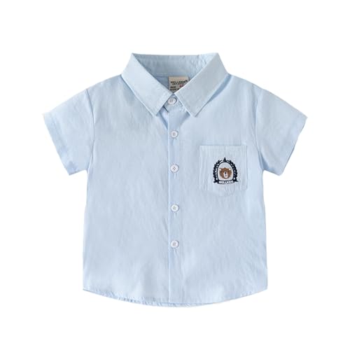 Boys Short Sleeve Pique Polo Shirts Stretch Funny Print Tops Button Closure Volleyball Golf School Daily Wear Clothes Light Blue 18-24 Months