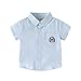 Boys Short Sleeve Pique Polo Shirts Stretch Funny Print Tops Button Closure Volleyball Golf School Daily Wear Clothes Light Blue 18-24 Months